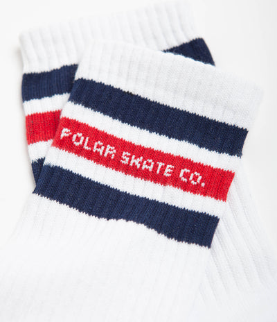 Polar Fat Stripe Socks - White / Navy / Red