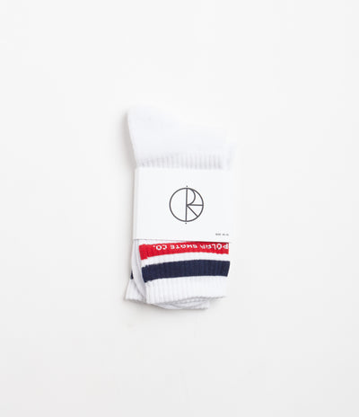 Polar Fat Stripe Socks - White / Navy / Red