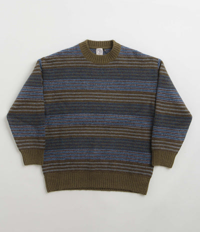 Polar George Sweatshirt - Blue Green Stripe