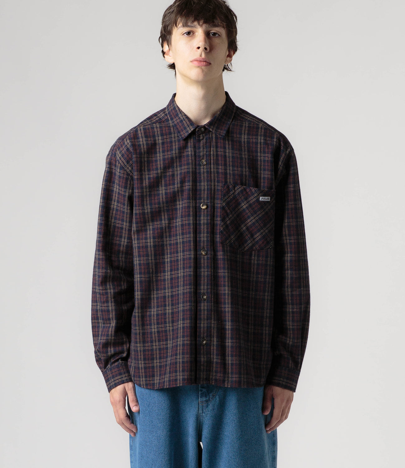 Polar Mitchell Flannel Shirt - Navy / Brown | Flatspot