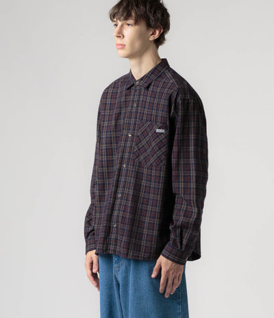 Polar Mitchell Flannel Shirt - Navy / Brown