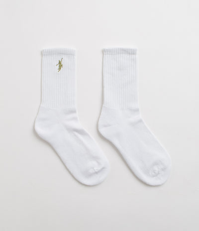 Polar No Comply Socks - White / Army Green