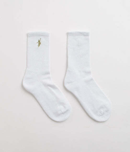 Polar No Comply Socks - White / Army Green