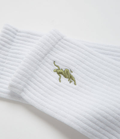 Polar No Comply Socks - White / Army Green