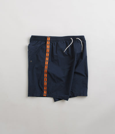 Polar Square Stripe Swim Shorts - Navy / Orange