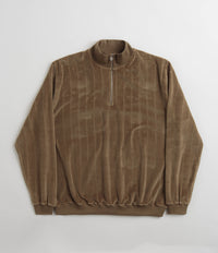 Polar Stripe Velour Zip Neck Sweatshirt - Beech