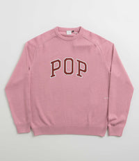 Pop Trading Company Arch Knitted Crewneck Sweatshirt - Mesa Rose / Fired Brick