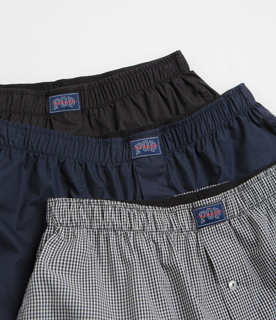 Pop Trading Company Boxer Shorts (3 Pack) - Black / Navy / Gingham