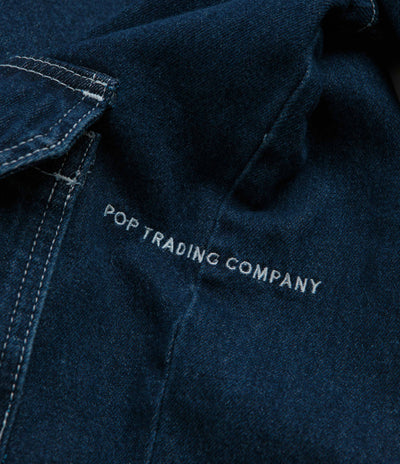 Pop Trading Company Full Button Denim Jacket - Rinsed Denim