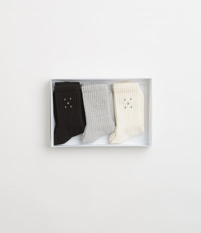 Pop Trading Company Socks (3 Pack) - Off White / Black / Grey