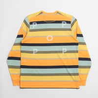 Pop Trading Company Striped Logo Long Sleeve T-Shirt - Yellow / Multicolour thumbnail