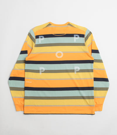 Pop Trading Company Striped Logo Long Sleeve T-Shirt - Yellow / Multicolour