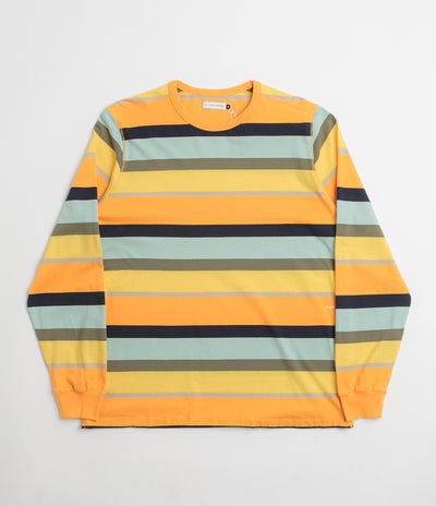 Pop Trading Company Striped Logo Long Sleeve T-Shirt - Yellow / Multicolour