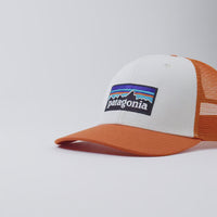 Patagonia P-6 Logo LoPro Trucker Cap - White / Redtail Rust thumbnail