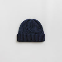 RoToTo Aran Cable Beanie - Dark Denim thumbnail