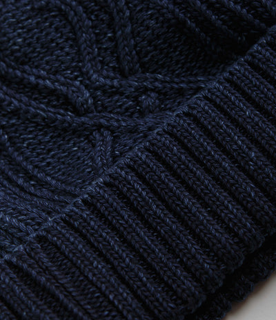 RoToTo Aran Cable Beanie - Dark Denim