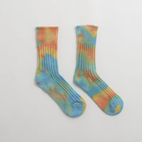 RoToTo Chunky Ribbed Socks - Orange / Light Blue / Light Yellow thumbnail