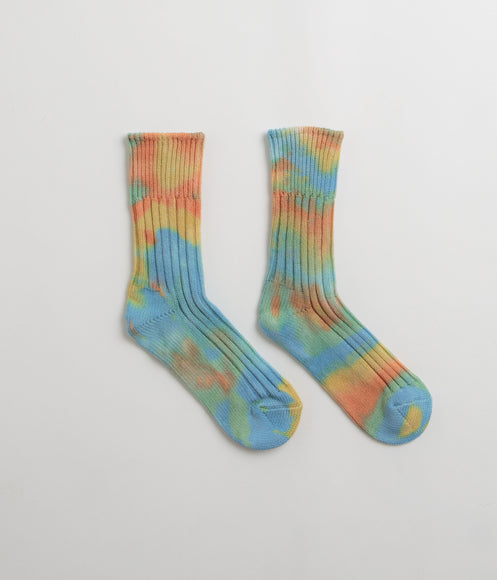 RoToTo Chunky Ribbed Socks - Orange / Light Blue / Light Yellow