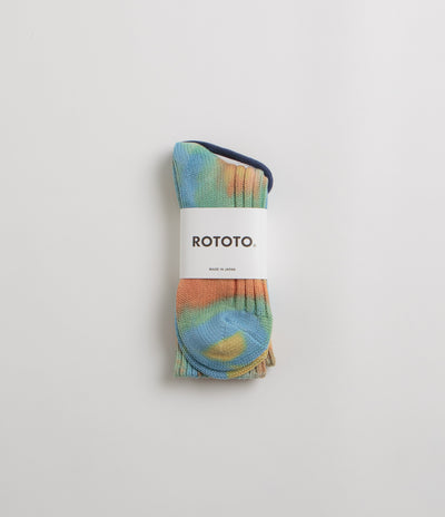 RoToTo Chunky Ribbed Socks - Orange / Light Blue / Light Yellow