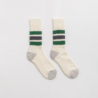 RoToTo Coarse Ribbed Socks - Green / Charcoal thumbnail