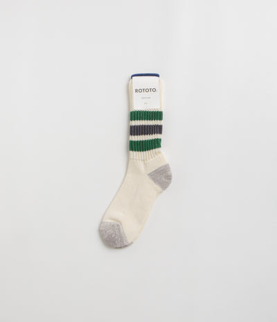 RoToTo Coarse Ribbed Socks - Green / Charcoal