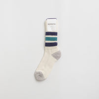 RoToTo Coarse Ribbed Socks - Navy Blue / NW Green thumbnail