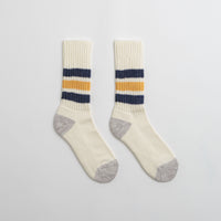 RoToTo Coarse Ribbed Socks - Navy / Yellow thumbnail