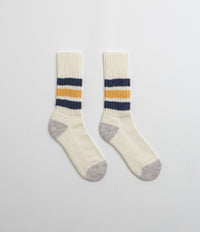 RoToTo Coarse Ribbed Socks - Navy / Yellow