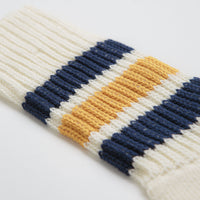 RoToTo Coarse Ribbed Socks - Navy / Yellow thumbnail