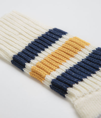 RoToTo Coarse Ribbed Socks - Navy / Yellow