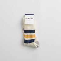 RoToTo Coarse Ribbed Socks - Navy / Yellow thumbnail