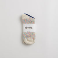 RoToTo Kasuri Ribbed Socks - Coral / Blue thumbnail