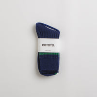 RoToTo Merino Lambswool Socks - Navy Blue / Green thumbnail