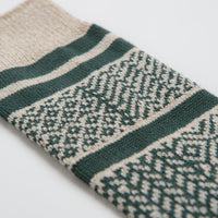 RoToTo Multi Jacquard Socks - Ivory / Dark Green thumbnail