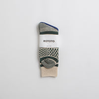 RoToTo Multi Jacquard Socks - Ivory / Dark Green thumbnail