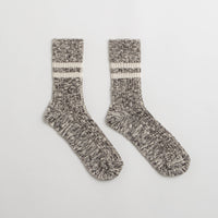 RoToTo OG Cotton Slub Stripe Socks - Black thumbnail