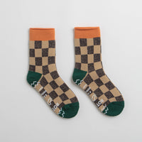 RoToTo Pile Room Socks - Beige / Dark Green thumbnail