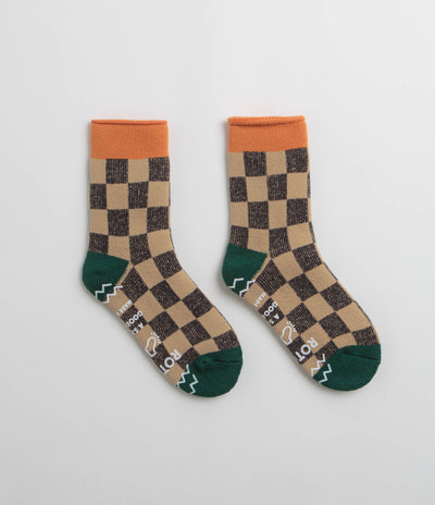 RoToTo Pile Room Socks - Beige / Dark Green