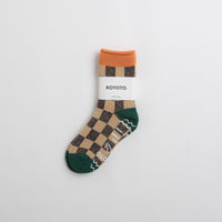 RoToTo Pile Room Socks - Beige / Dark Green thumbnail