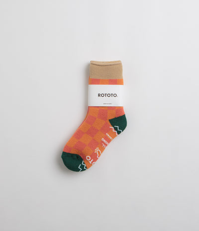 RoToTo Pile Room Socks - Beige / Dark Green