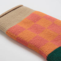 RoToTo Pile Room Socks - Light Orange / Dark Green thumbnail