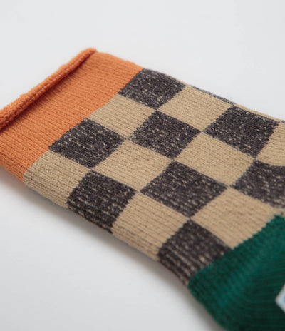 RoToTo Pile Room Socks - Light Orange / Dark Green