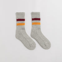 RoToTo Retro Winter Socks - Grey / Burgundy / Dark Yellow thumbnail