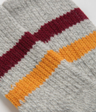 RoToTo Retro Winter Socks - Grey / Burgundy / Dark Yellow