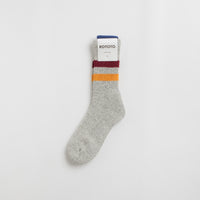 RoToTo Retro Winter Socks - Grey / Burgundy / Dark Yellow thumbnail