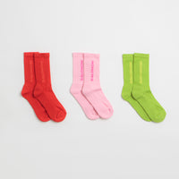 Salomon Everyday Crew Socks (3 Pack) - Flame Scarlet / Dark Citron / Fairy Tale thumbnail