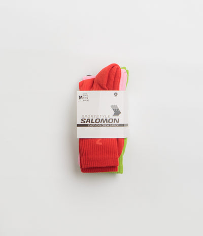 Salomon Everyday Crew Socks (3 Pack) - Flame Scarlet / Dark Citron / Fairy Tale