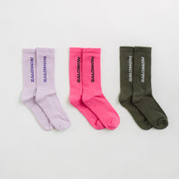 Salomon Everyday Crew Socks (3 Pack) - Knockout Pink / Purple Heather / Olive Night thumbnail