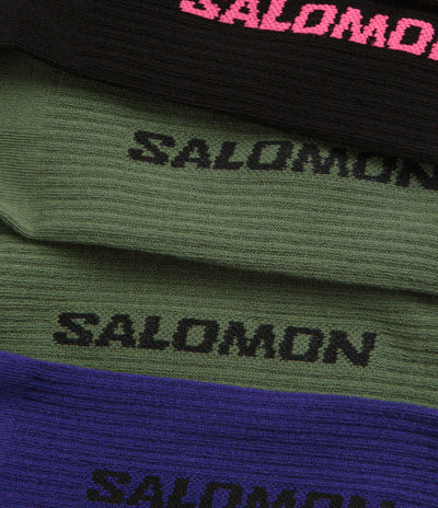 Salomon Everyday Crew Socks (3 Pack) - Liberty / Black / Deep Lichen Green