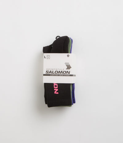 Salomon Everyday Crew Socks (3 Pack) - Liberty / Black / Deep Lichen Green